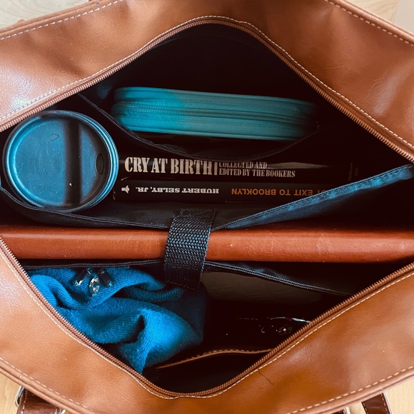 LG High Quality Vegan leather Business Laptop Tote Carry-on Cognac Brown 👜 - Picture 7 of 13